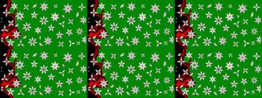 Renkli çizim kalıbı. Çiçek duvar kâğıdı. Raster illüstrasyonu. Çiçek arkaplan. Yeşil renklerde şirin tekstil.