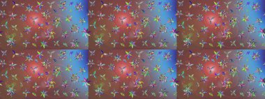 Raster illüstrasyonundaki çiçek desenli çizim. Kahverengi renkte çiçekler.