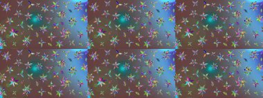 Çocuk stili. Renkli Bahar Teması eskiz kalıbı. Çiçekli eskiz arkaplanı. Düz Çiçek Elementleri Tasarımı.