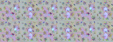 Raster illüstrasyonu. Küçük çaplı çiçeklerdeki basit şirin desenler. Tekstil veya kitap kapakları, imalat, duvar kağıtları, baskı, hediye paketi ve yapıştırma kitabı için çiçek eskiz geçmişi.