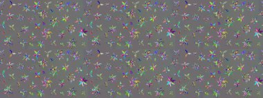 Raster illüstrasyonu. Küçük çiçekteki sevimli çiçek deseni. Gri renklerde. Raster deseni. Soyut çiçek çizim kalıbı arkaplanı.