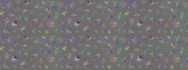 Çiçek süslemeli çizim deseni. Raster illüstrasyonu. Gri renkli çiçekler.