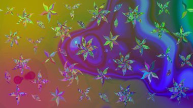 Suluboya, elle çizilmiş. Yeşil yapraklı yabani çiçekler. Eskiz arkaplan modeli. Raster illüstrasyonu.