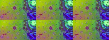 Üzerinde yeşil renkte karalamalar olan çiçek desenleri çiz. Raster illüstrasyonu.