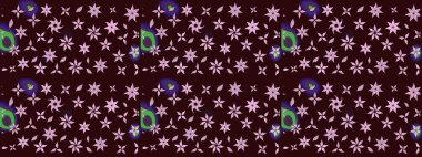 Kahverengi renkli bitkilerden oluşan parlak çiçekli çizim deseni.