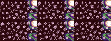 Düz Çiçek Elementleri Tasarımı. Renkli Yaz Temalı eskiz kalıbı. Kahverengi renkli çiçekler. Çiçekli retro deseni çiz.