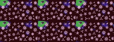 Raster illüstrasyonundaki çiçek desenli çizim. Renkli Bahar Teması eskiz kalıbı. Düz Çiçek Elementleri Tasarımı. Kahverengi renkte çiçekler.