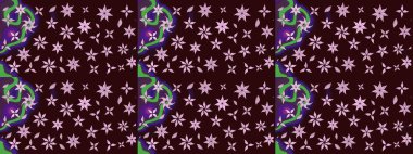 Kahverengi renkli çiçekler. Hediye ambalaj kağıdı, tebrik kartları, posterler ve pankart tasarımı. Raster düz çiçek çizim deseni.