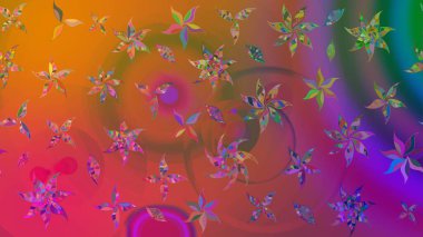 Turuncu renkli çiçekler. Çiçekli karalama şeklinde Raster çiçek deseni. Yumuşak, yaz çiçekli arka plan.