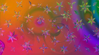 Raster illüstrasyonu. Tropik çiçek desenleri. Kahverengi renkte çiçekler.