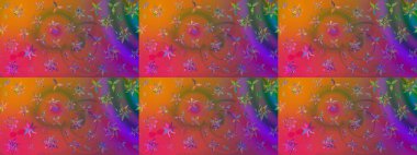 Renkli Yaz Temalı eskiz kalıbı. Sevimli çiçek raster deseni. Düz Çiçek Elementleri Tasarımı. Kahverengi renkte çiçekler.