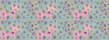 Raster illüstrasyonu. 3D çiçekler, eskiz. Gri renklerde.