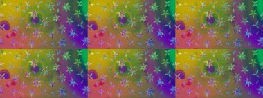 Çiçekli karalama şeklinde Raster çiçek deseni. Yeşil renkli çiçekler. Nazik, narin çiçek arkaplanı.
