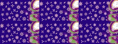 Sevimli çiçek raster deseni. Modaya uygun kumaş deseni. Düz Çiçek Elementleri Tasarımı. Renkli Yaz Teması çizim şablonu.