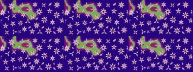 Tekstil için suluboya eskiz deseni. El çizimi çiçek çizimi deseni (fayans). Şirin çiçekli, desenli, mavi renkli çizim deseni.