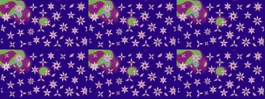 Çok mavi, zarif küçük çiçekler ve mavi renkli komik böcekler, raster desen, illüstrasyon.