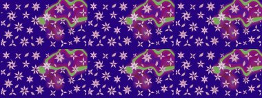 Raster illüstrasyonu. Suluboya çiçekli çiçek deseni. Mavi renkte Asya tekstili.