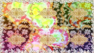 Kusursuz soyut bir arkaplan. Raster illüstrasyonu. Oriental raster klasik nötr ve altın desenli.