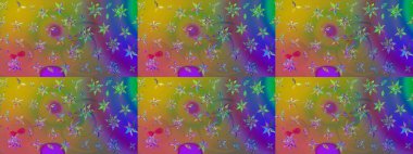 Eskiz geçmişi. Miles Fleur, süslü püslü bir süs. Kumaş, tekstil, duvar kağıdı baskısı için. Eski usul. Raster illüstrasyonu. Tomurcukları papatya çiçekleri olan sevimli bir çiçek deseni..