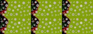 Çiçekli zambakların eskiz geçmişi. Parlak çiçekli kolaj çiçekleri yeşildir. Çiçek tasarımı için inanılmaz kolaj cennet tarzı..