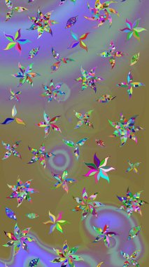 Hediye ambalaj kağıdı, tebrik kartları, posterler ve pankart tasarımı. Tarafsız renklerde çiçekler. Raster düz çiçek çizim deseni.