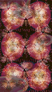 Çiçek Elementleri 'nin soyut geçmişi. Kahverengi, kırmızı ve bej renkler üzerine tasarım. Raster illüstrasyonu. Raster kış deseni.