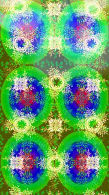 Soyut duvar kâğıdı, ambalaj dekorasyonu. Kışın sembolü, mutlu noeller, mutlu yeni yıl kutlaması Raster illüstrasyonu. Yeşil ve mavi renklerde şirin kar taneleri. Kar tanesi kadar basit..