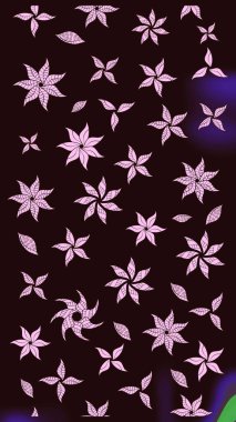 Çizgi çizimi kalıbı. Şirin çiçekler. Raster Moda kumaş deseni.