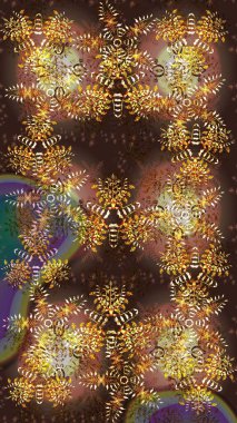 Güzel bir kış süsü. Raster kahverengi, sarı ve bej kar tanelerinden izole edilmiş. Kar taneleri koleksiyonu. Raster illüstrasyonu.