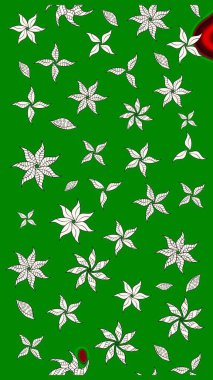 Çiçek ve yapraklı karalama şeklinde Raster çiçek deseni. Yumuşak, yeşil renkli bahar çiçekleri. Raster illüstrasyonu.