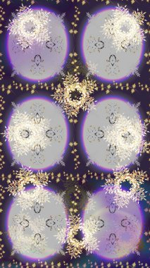 Kar tanelerinin soyut arkaplanlı Noel şablonu. Noel ve yeni yıl moda baskıları için tatil tasarımı. Raster illüstrasyonu. Gri, mor ve nötr renkler.