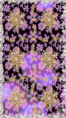 Paisleys zarif çiçek desenli arkaplan duvar kâğıdı çizimi klasik stil, modern 3D çizgili sanat eseri altın ve nötr desenli çiçek yaprakları ve süslemeleri..