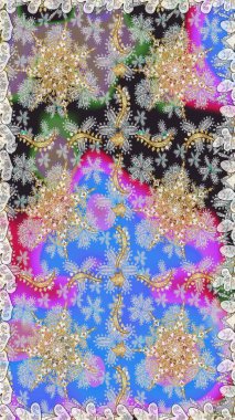 Paisleys zarif çiçek desenli dikdörtgen arka plan duvar kâğıdı illüstrasyonlu klasik stil, modern 3D çizgili sanat altın ve gri desenli çiçek yaprakları ve süslemeleri..