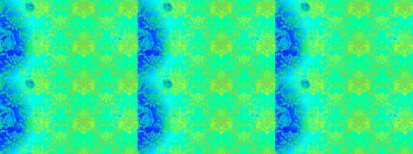 Suluboya çiçekli çiçek deseni. Raster illüstrasyonu. Yeşil, mavi ve sarı renkli güzel tekstil..