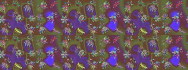 Kış kar tanesi, raster arka plan. Renkli arka planda izole kar taneleri. Yüzey için tekrarlanan doku, ambalaj kağıdı, kahverengi, yeşil ve mor renkler. Raster illüstrasyonu.