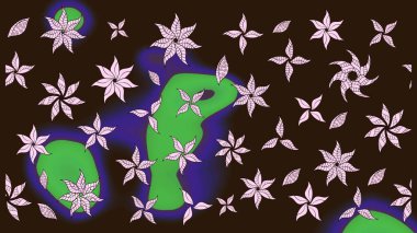 Şirin çiçek elementleri. Renkli Bahar Teması eskiz kalıbı. Raster illüstrasyonu. Düz Çiçek Elementleri Tasarımı. Çizim deseni Modaya uygun kumaş deseni.