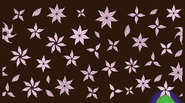 El çizimi. Raster illüstrasyonu. Çiçekli, yapraklı, çiçek desenli çizim..