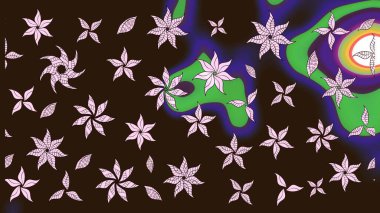 Yumuşak, yaz çiçekli arka plan. Çiçekli karalama şeklinde Raster çiçek deseni. Kahverengi renkte çiçekler.