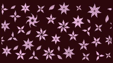 El çizimi. Çiçekli, yapraklı, çiçek desenli eskiz. Raster illüstrasyonu.