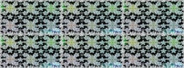 Renkli Bahar Temalı Kusursuz Arkaplan. Siyah renkli çiçekler. Sevimli çiçek raster deseni. Düz Çiçek Elementleri Tasarımı.