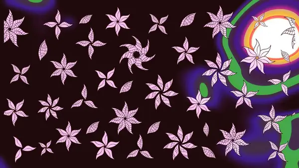 Renkli Bahar Teması eskiz kalıbı. Düz Çiçek Elementleri Tasarım Raster illüstrasyonu. Kahverengi renkli çiçekler. Çiçek eskiz kalıbı geçmişi.