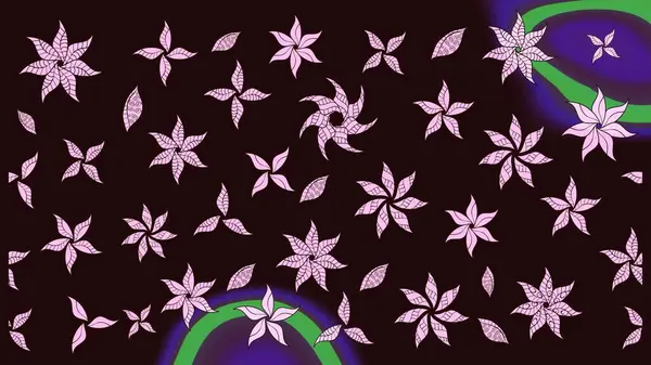 Düz Çiçek Elementleri Tasarım Raster illüstrasyonu. Kahverengi renkli çiçekler. Çiçek desenli eskiz. Renkli Bahar Teması çizim şablonu.