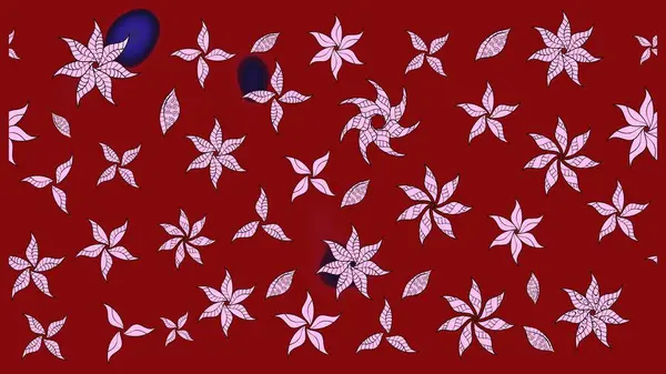 Kırmızı renkte çiçekler. Raster illüstrasyonu. Raster illüstrasyonu. Asya tekstil tarzında. Çiçek desenini çiz.