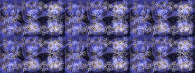 Raster illüstrasyon kar taneleri. Güzel dekorasyon. Kışın sembolü. Menekşe, gri ve mavi renklerde izole suluboya kar taneleri.