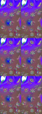 Mor, mor ve kahverengi kar taneleri. Noel ve yeni yıl moda baskıları için tatil tasarımı. Kar tanelerinin soyut arkaplanı olan şirin bir Noel arkaplanı. Renkler. Raster illüstrasyonu.