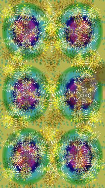 İllüzyon. Düşen Noel stili kar taneleri. Güzel, yeşil, sarı ve mavi kar taneleri renkli bir arka planda izole edilmiş. Kar taneleri, kar yağışı.