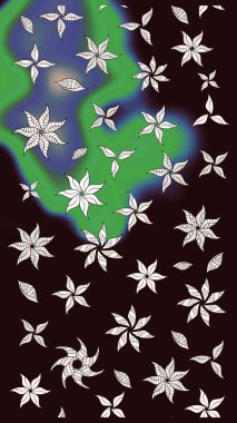 Yapraklı çiçekler ve kahverengi renkli papatya çiçekleri. Eskiz arkaplan modeli. Raster - stok.