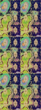 Yeşil renkte altın bir element. Altın çiçekli eskiz deseni. Barok tarzında altın çiçekli süs. Damask arkaplanı.