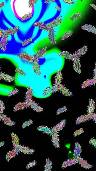 Raster illüstrasyonu. Noel tasarımı için. Siyah, mavi ve yeşil ikon silueti. Yeni yıl tabelası. Kar tanesi kışı siyah, mavi ve yeşil renklerde yalıtılmış. Kutlamanın sembolü.