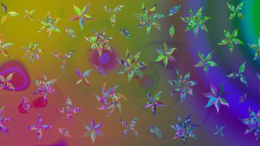 Yeşil renkli çiçekler. Çiçekli karalama şeklinde Raster çiçek deseni. Yumuşak, yaz çiçekli arka plan.